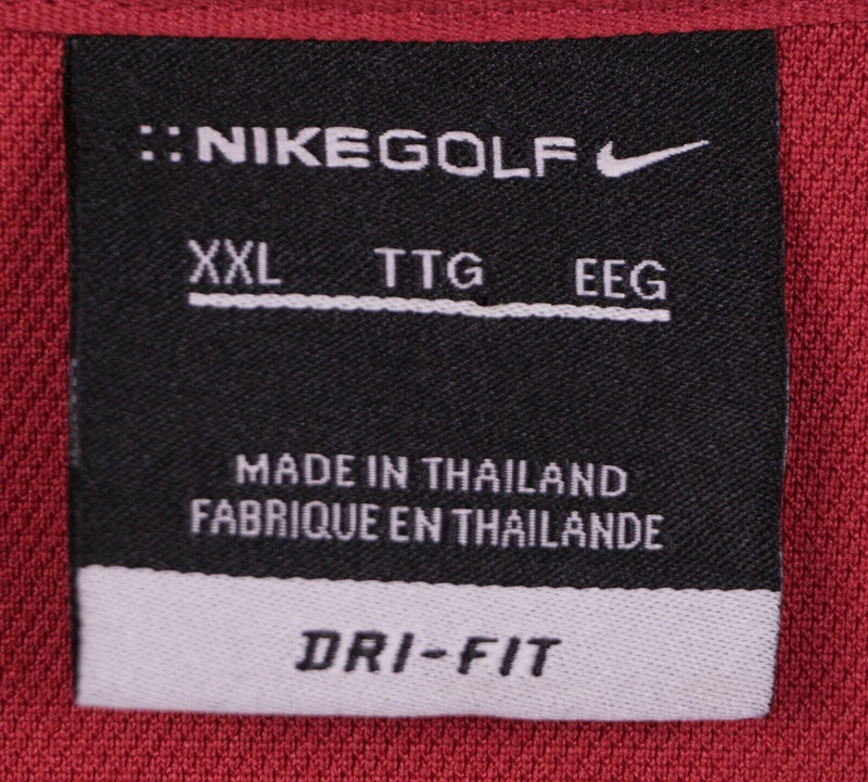 NetJets Men's 2XL Nike Golf Solid Red Swoosh Wicking Dri-Fit Polo Shirt