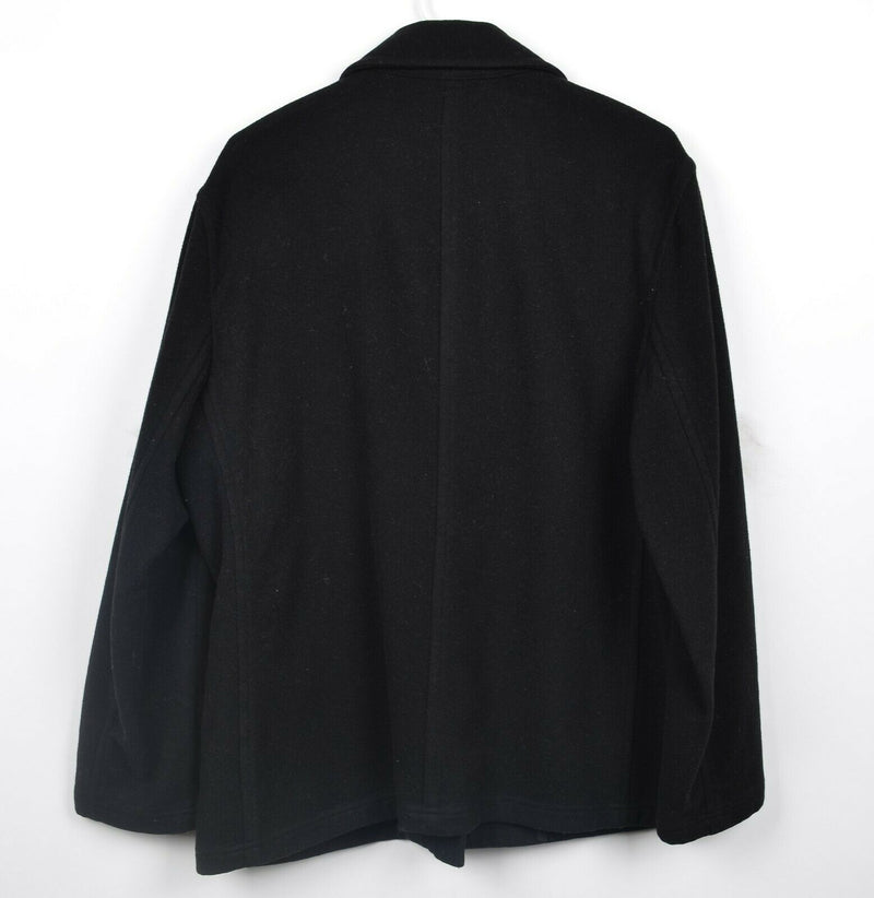 J. Crew Men's Large Solid Black Wool Blend Collared Shirt Jacket