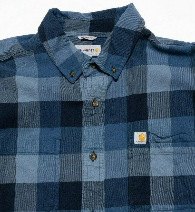Carhartt Rugged Flex Relaxed Fit Flannel Shirt Men's XL Blue Check 104448