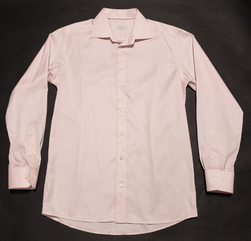 Eton 16 41 Contemporary Men's Dress Shirt Solid Light Pink Spread Collar