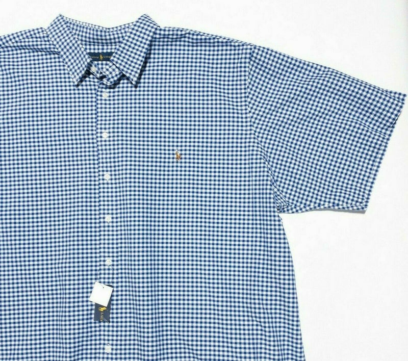 Polo Ralph Lauren 4XLT Shirt Men's Big & Tall Blue Gingham Check Short Sleeve