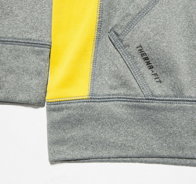 Nike Livestrong Men's Medium Therma-Fit Gray Yellow Pullover Hooded Sweatshirt