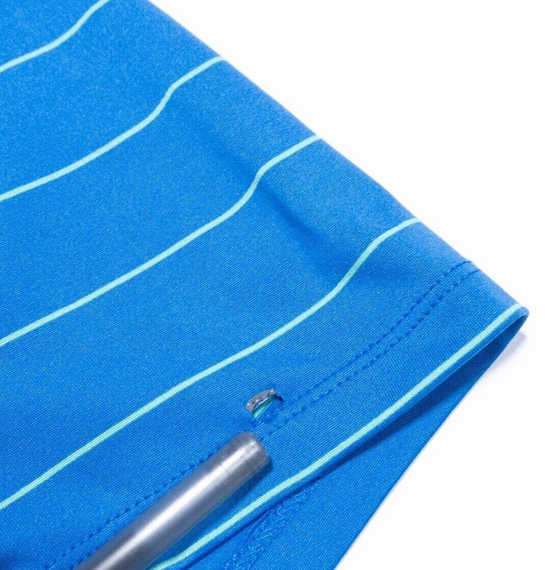 KJUS Golf Polo Small Men's Soren Big Stripes Blue Wicking Stretch Short Sleeve