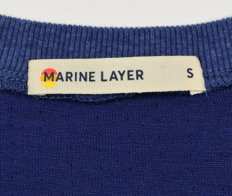 Marine Layer Men's Small Heather Blue Henley Collar Rayon Blend Shirt