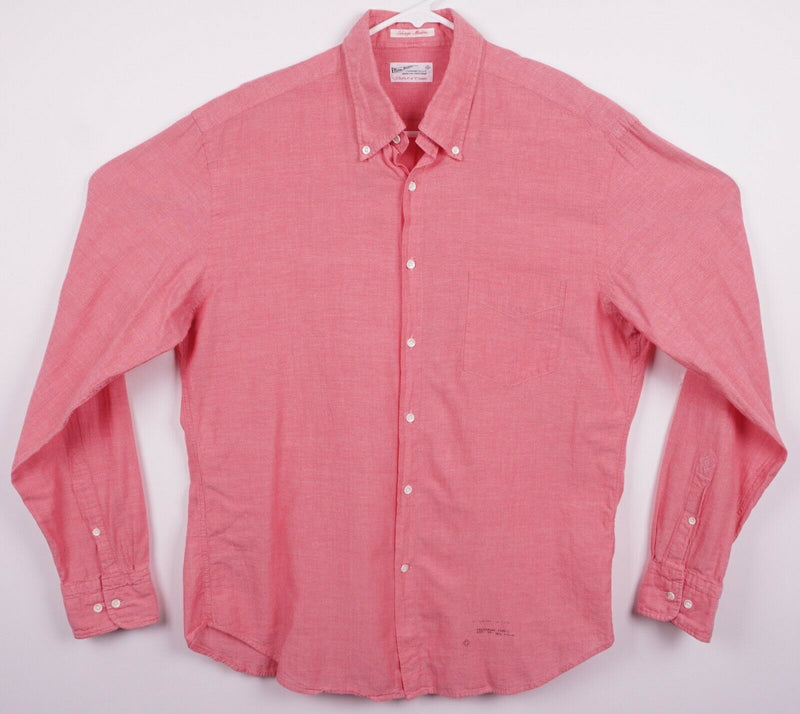 GANT Rugger Men's Large "Selvage Madras" Pink Chambray Button-Down Shirt