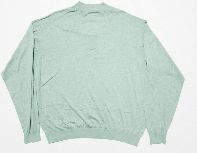Peter Millar Crown Soft Men's 2XL Green Cotton Silk Blend Golf 1/4 Zip Sweater