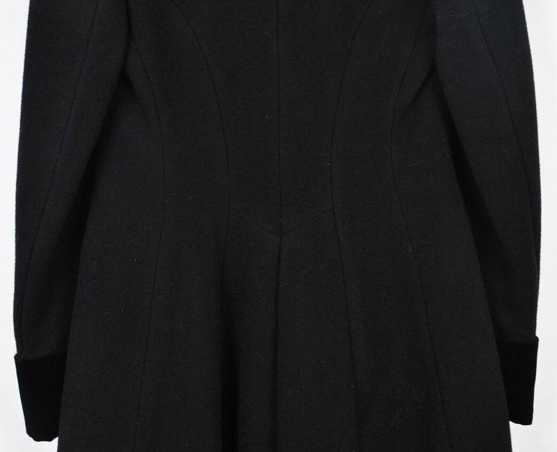 Lauren Ralph Lauren Women's 4 Wool Solid Black Lapel Long Overcoat Coat $499