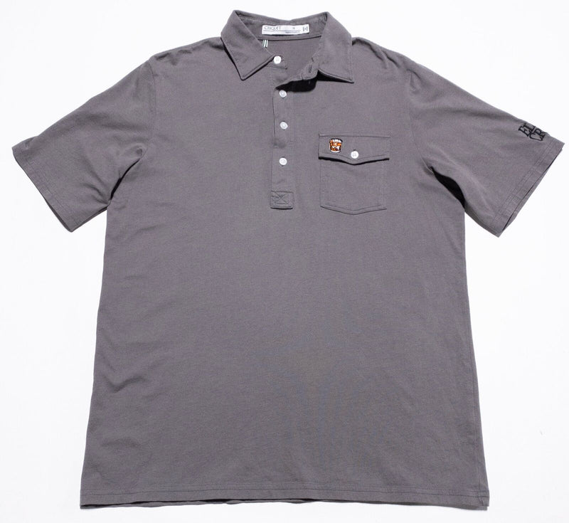 Criquet Polo Men's Medium Elijah Craig Bourbon Pocket Shirt Gray Golf Casual