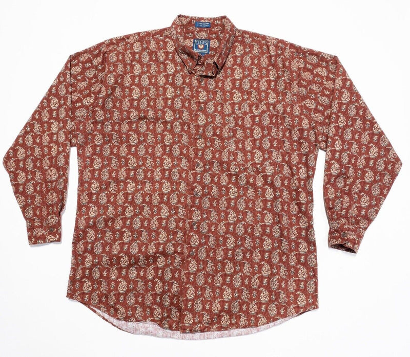 Chaps Ralph Lauren Shirt 2XLT Men's Paisley Vintage Red Long Sleeve Button-Down