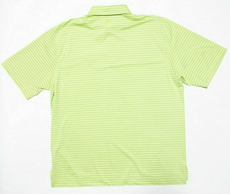FootJoy Golf Shirt 2XL Men's Polo Striped Lime Green Wicking Stretch Performance