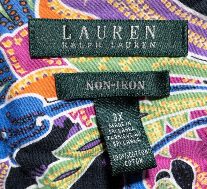 Lauren Ralph Lauren Paisley Shirt Women's 3X Plus Size Colorful Non-Iron Pink