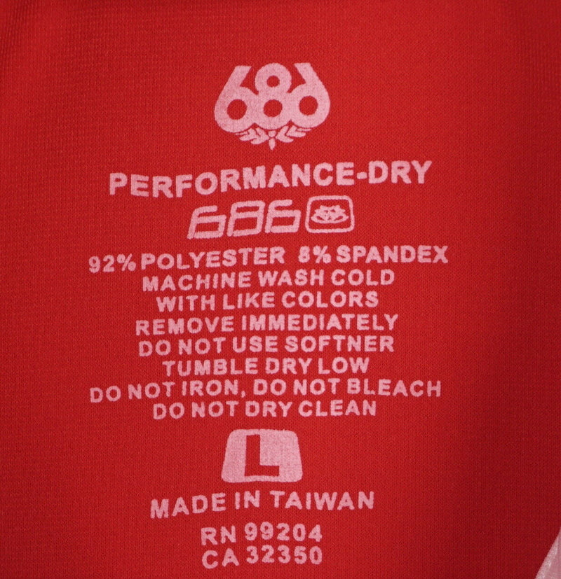 686 Performance-Dry Men's Sz Large Red Striped Ski Snowboard Long Sleeve Shirt
