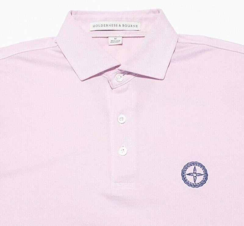 Holderness & Bourne Medium Tailored Men's Golf Polo Wicking Light Pink Stretch
