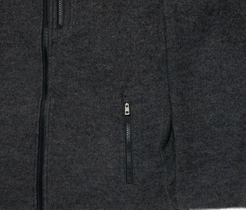 Orvis Men's Medium 100% Wool Gray Zipped Pockets Full Zip Collared Jacket