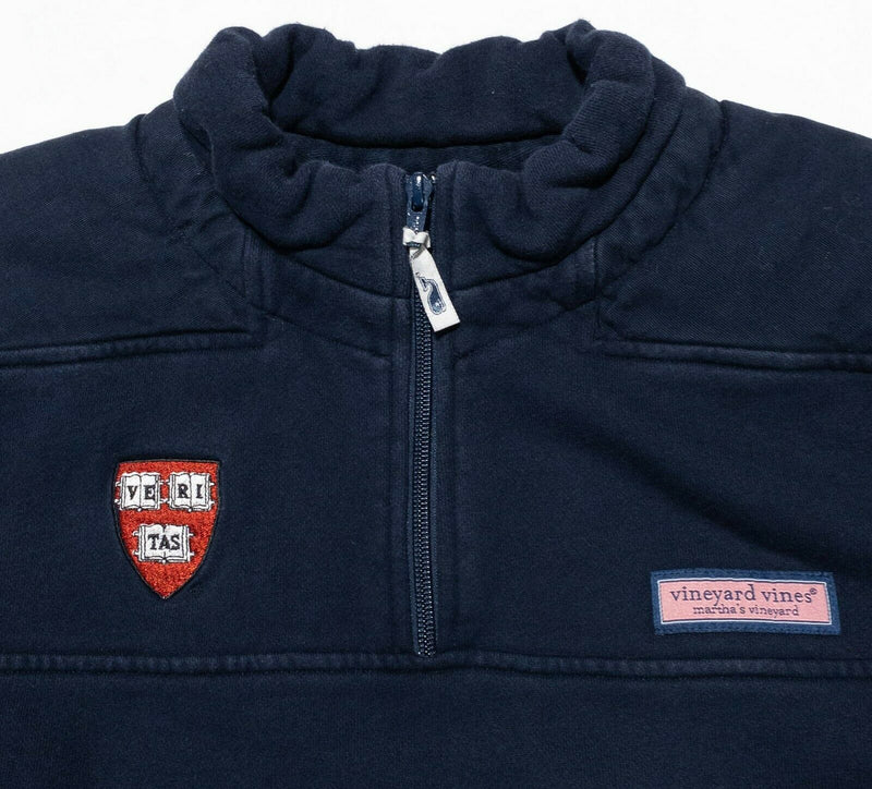 Harvard University Vineyard Vines Men's Medium 1/4 Zip Sweatshirt Navy Blue