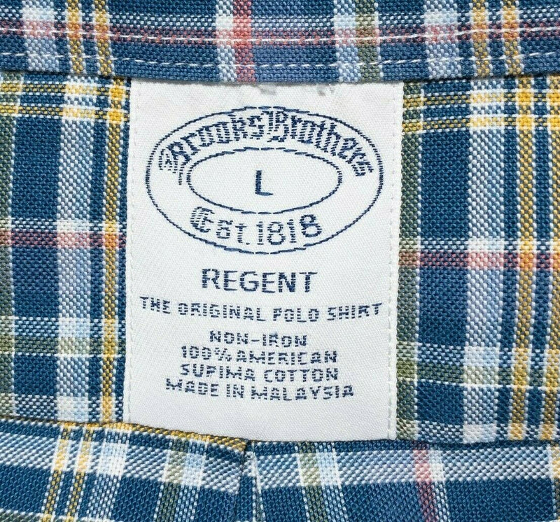 Brooks Brothers Shirt Large Regent Men's Long Sleeve Button-Down Blue Plaid Logo