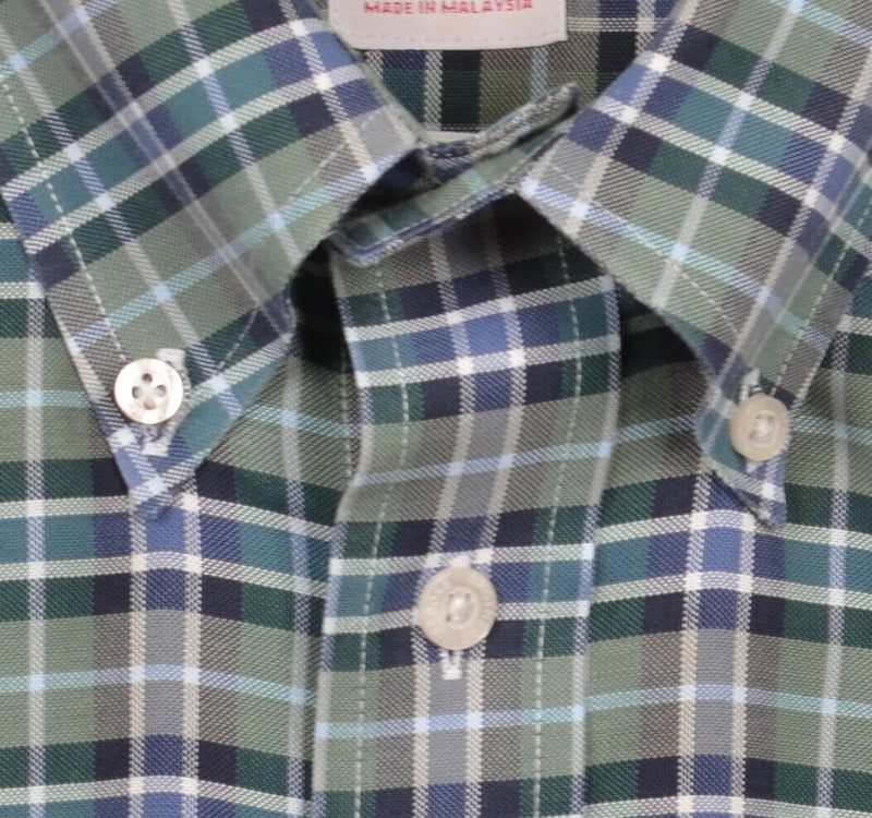 Brooks Brothers Men's XL Non-Iron Green Blue Plaid Logo Button-Down Shirt