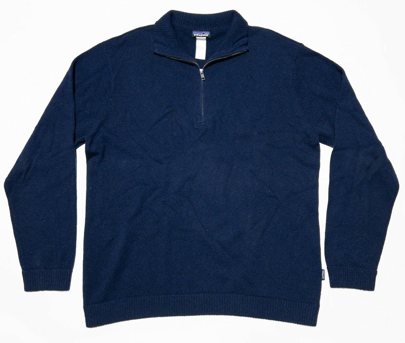 Patagonia Wool Blend 1/4 Zip Sweater Navy Blue Pullover Hiking Outdoor Men's XL