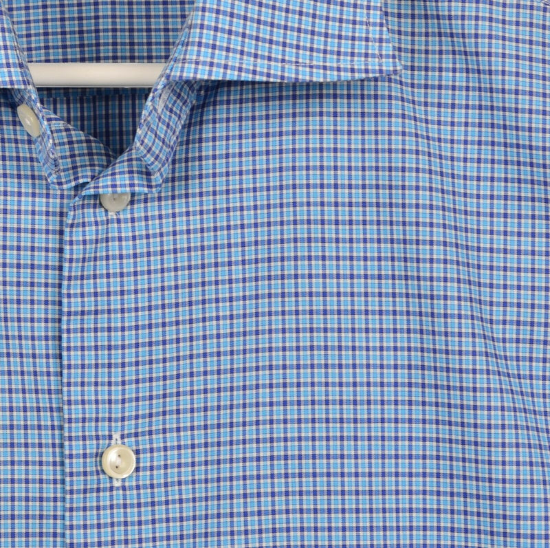ETON Men's 42 16.5 Slim Blue Plaid Button-Front Dress Shirt