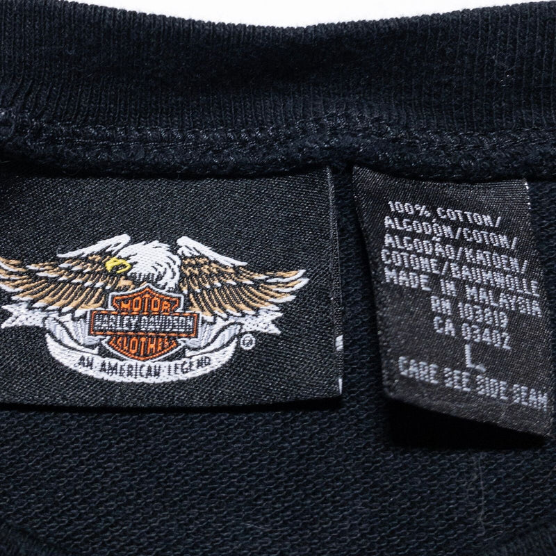 Vintage Harley-Davidson Sweatshirt Men's Large Embroidery Logo Race Check Black