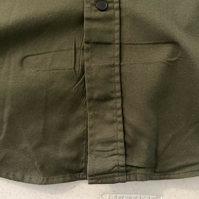 Vintage 80s OshKosh B'gosh Men's Large Green Snap-Front USA Work Shirt