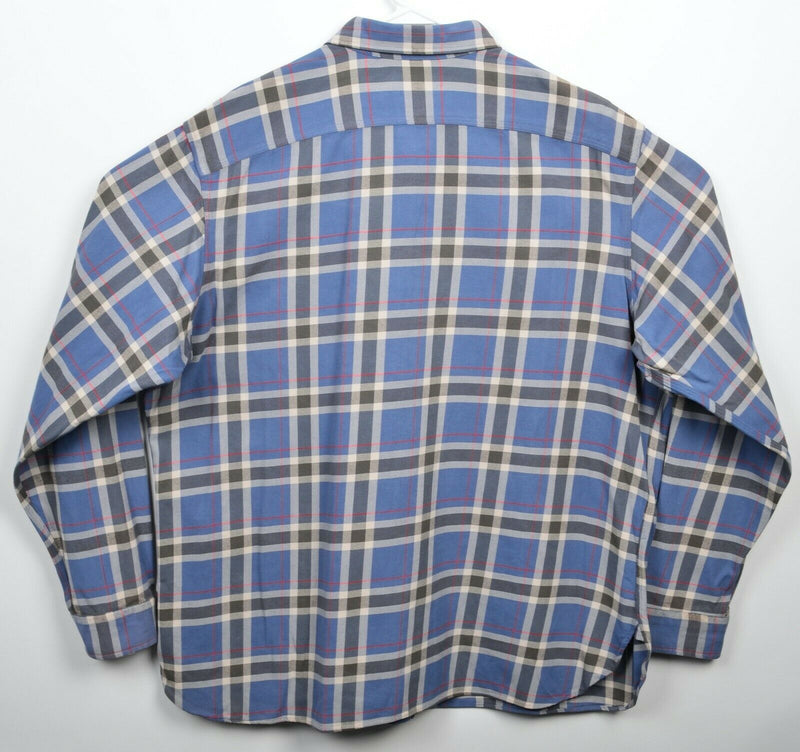 Polo Ralph Lauren Men's 2XL Blue Gray Plaid Button-Front Flannel Shirt