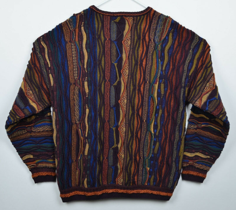 Vtg 90s Cellinni Men's Large/XL? 3D Coogi-Style Textured Pullover Sweater