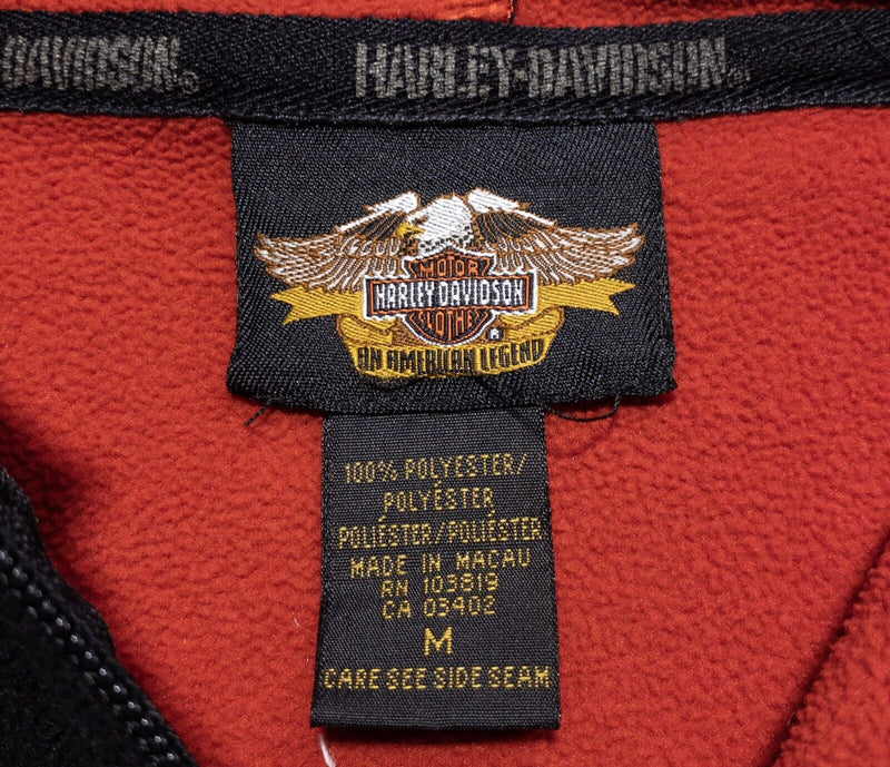 Harley-Davidson Fleece Jacket Women's Medium Hooded Full Zip Black Red Biker H-D