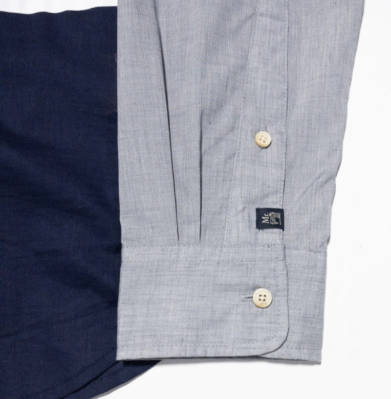 Scotch & Soda Shirt Medium Men's Two Tone Colorblock Navy Blue Gray Long Sleeve