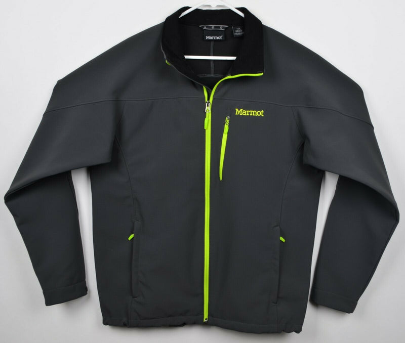 Marmot Men's Sz Large Gray Neon Green Full Zip Gravity M1 Softshell Jacket