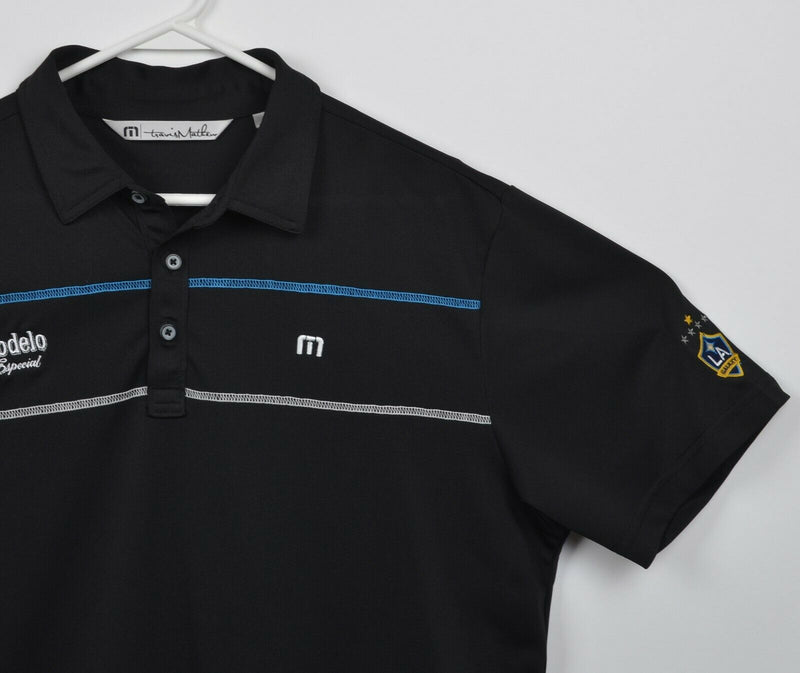 Travis Mathew Men's Large Black Striped Modelo LA Galaxy Golf Polo Shirt