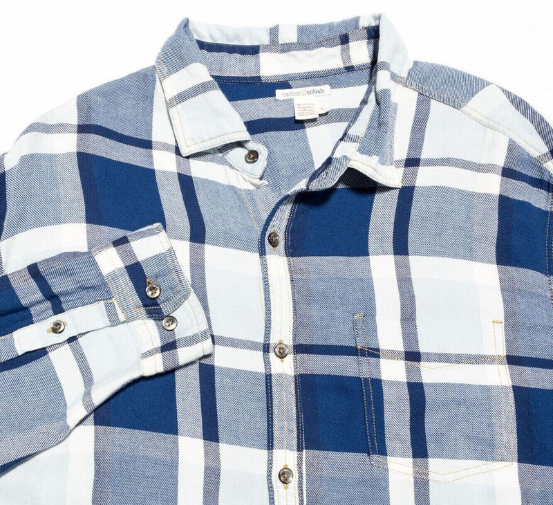 Carbon 2 Cobalt Shirt Large Men's Long Sleeve Button-Front Blue White Plaid
