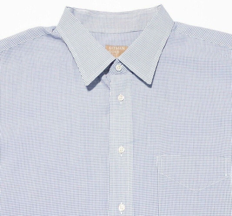 Gitman Gold Shirt 19-37 Tall Mens Long Sleeve White Blue Graph Check Vintage