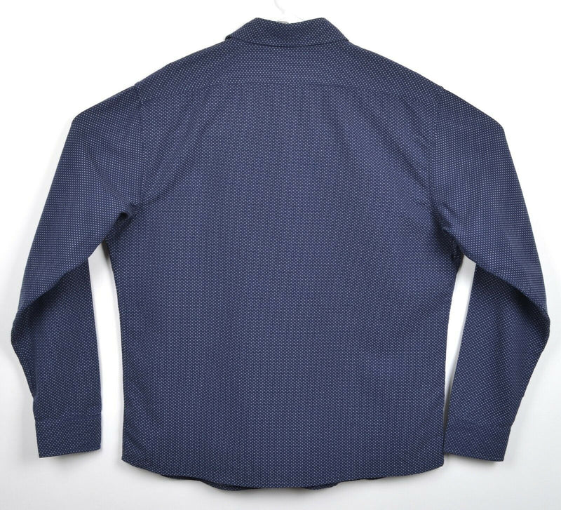Taylor Stitch Men's Sz 46 (2XL) Navy Blue Polka Dot Long Sleeve Shirt
