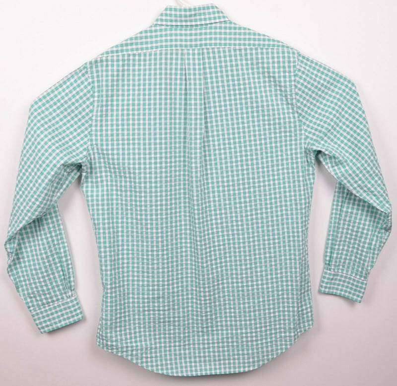 Brooks Brothers Men's Medium Green Check Seersucker Regent Button-Down Shirt