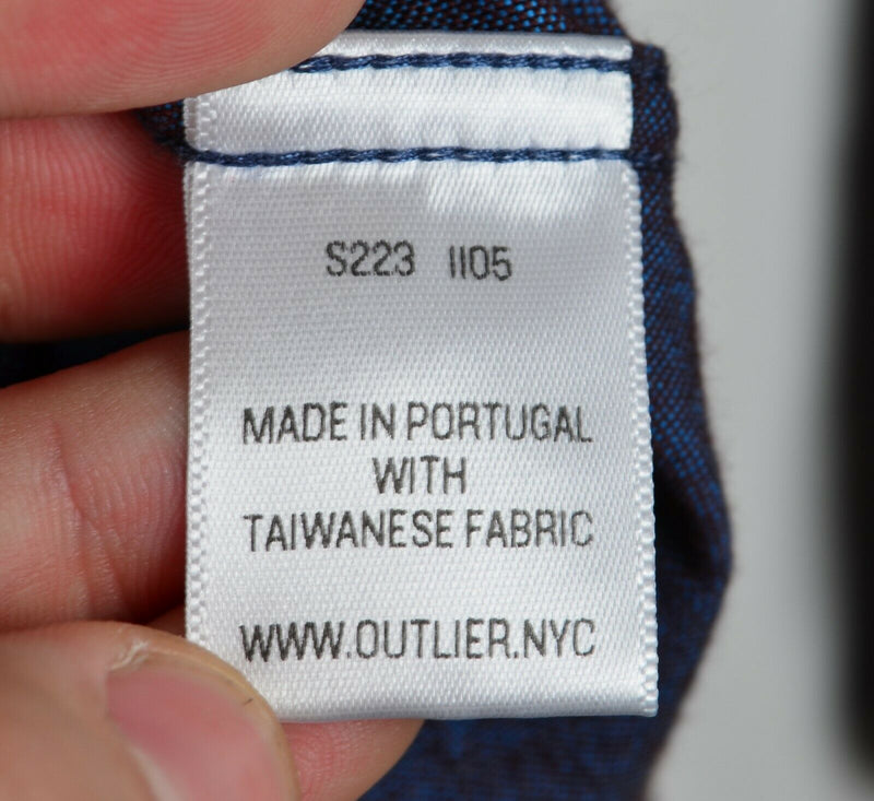 Outlier NYC Men's XL Blue Cotton Nylon Blend Long Sleeve Button-Down Shirt
