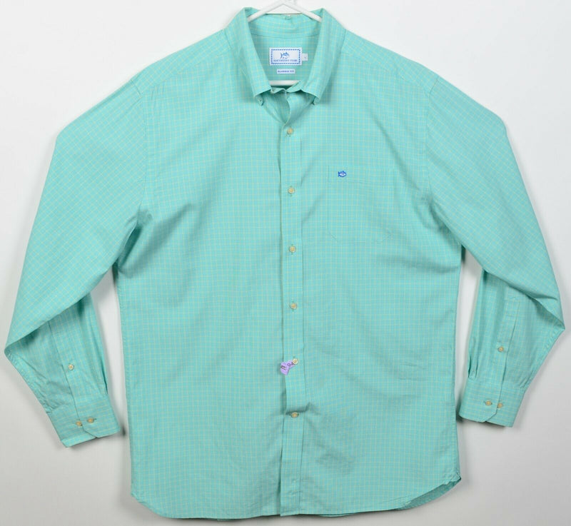 Southern Tide Men's Large Classic Fit Green Plaid Skipjack Button-Down Shirt