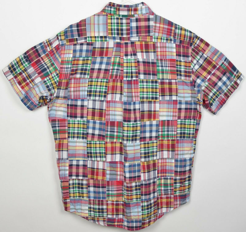 Brooks Brothers Men's Medium Patchwork Plaid Red Green Quilted Button-Down Shirt