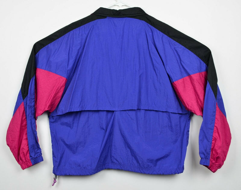 Vtg 90s Reebok Adult Sz Large Colorblock Blue Pink Black Windbreaker Jacket