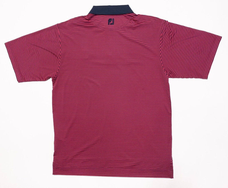 FootJoy ProDry Lisle Men's Shirt Medium Golf Polo Pink/Red Navy Striped Wicking