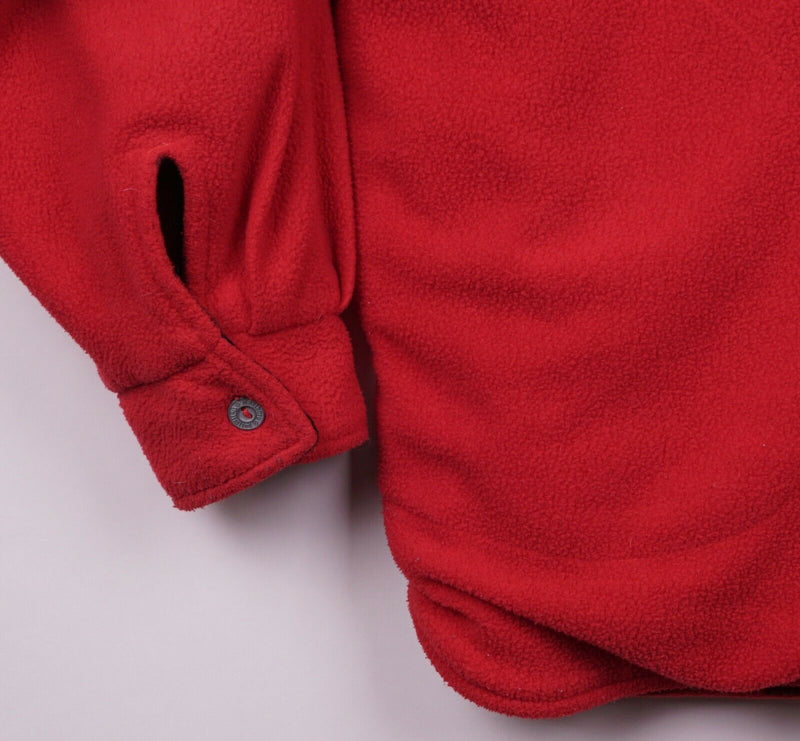 Vtg Marlboro Men's Sz 2XL Reversible Red Buffalo Plaid 1/4 Zip Fleece Jacket
