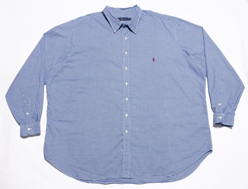 Polo Ralph Lauren Shirt Men's 4XLT Tall Long Sleeve Blue Check Button-Down