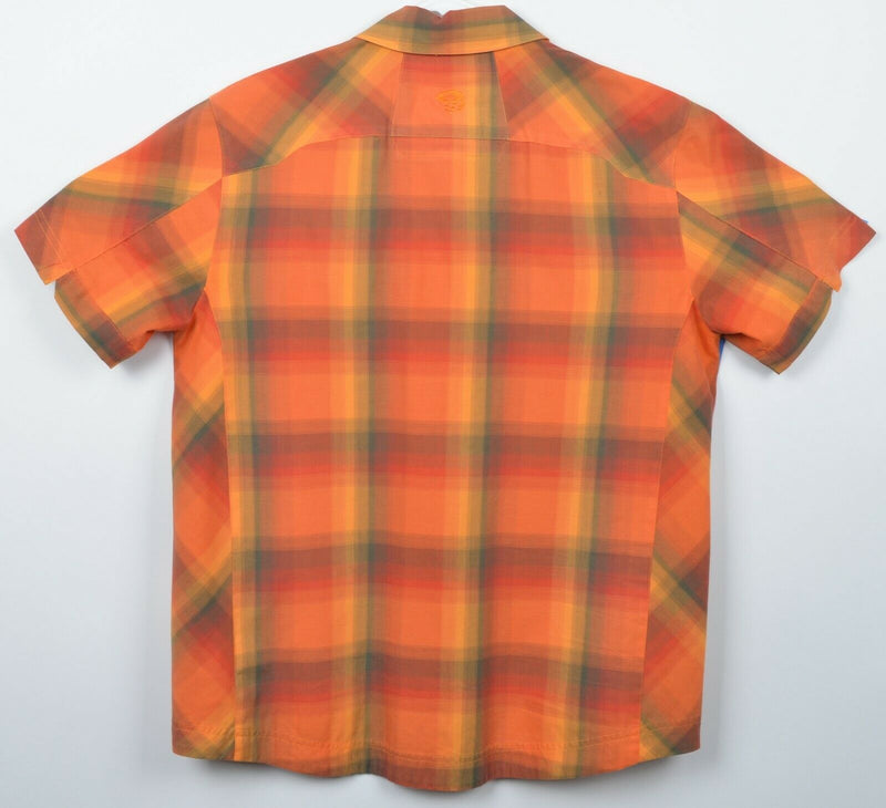 Mountain Hardwear Men's Sz Medium? Pearl Snap Orange Plaid Hiking Shirt