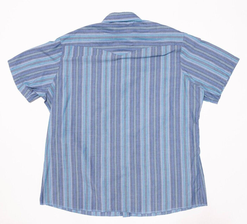Wrangler Pearl Snap 3XLT Men's Short Sleeve Western Rockabilly Blue Stripe Tall