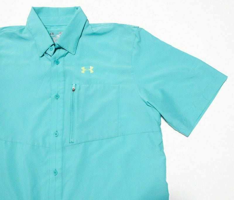 Under armour Heat Gear Shirt Medium Loose Vented Fishing Turquoise Outdoor