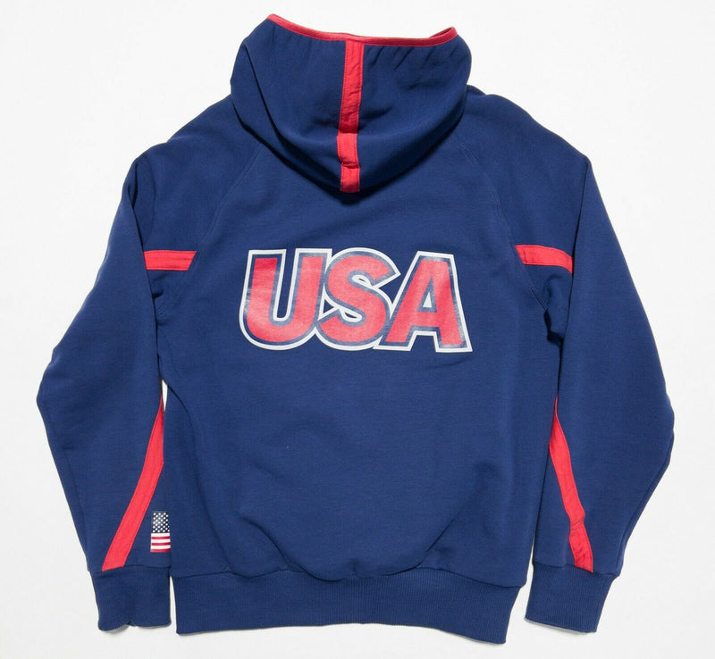 Arena USA Swimming Men's Medium Blue Red USA Flag Warm-Up Hoodie Sweatshirt