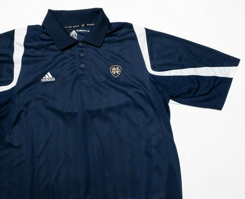 Notre Dame Adidas Polo Men's XL ClimaCool Navy Blue Football Golf Wicking