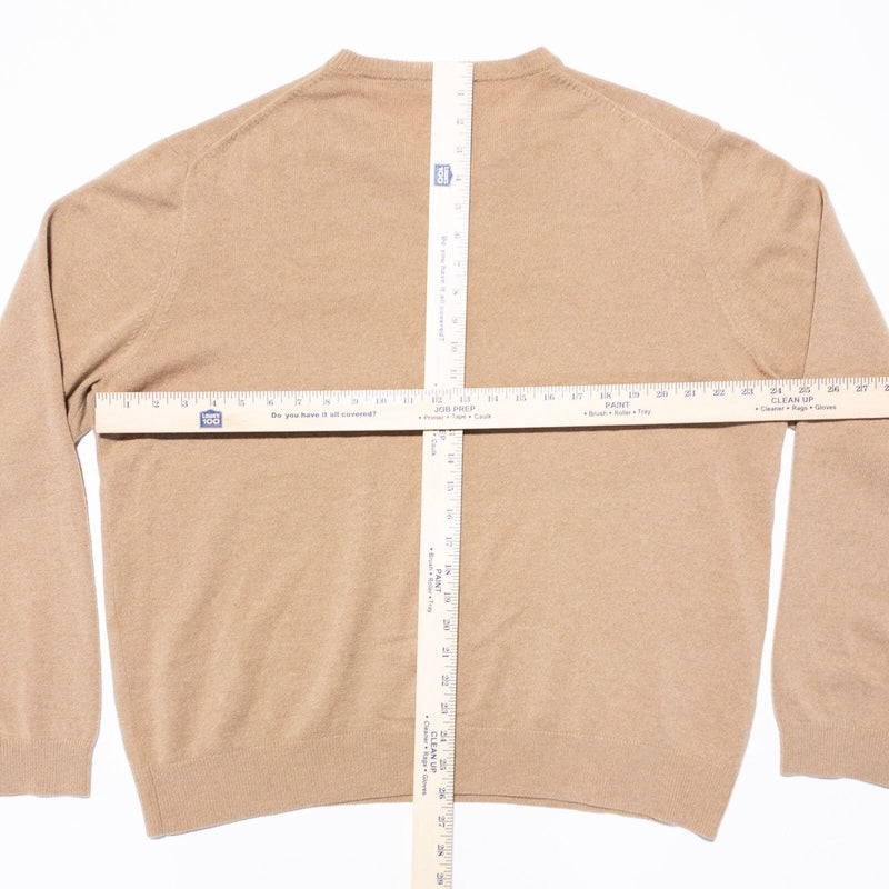 J. Crew Cashmere Sweater Men's XL V-Neck Pullover Solid Beige Long Sleeve