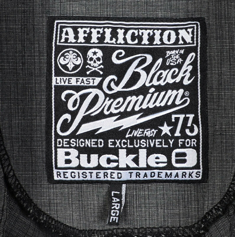 Affliction Black Premium Men's Large Buckle Exclusive Gray Button-Front Shirt