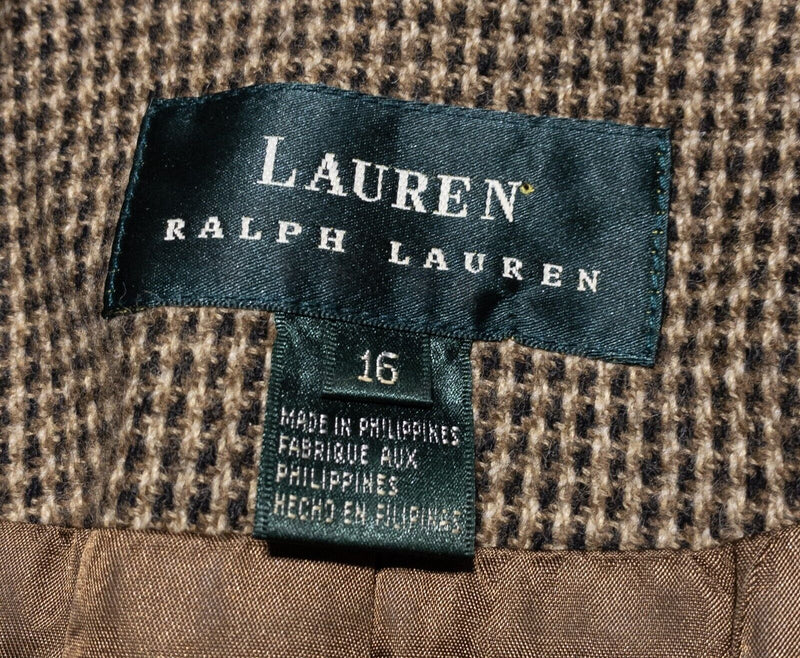 Lauren Ralph Lauren Wool Jacket Women's 16 Full Zip Collared Lined Tweed Blazer